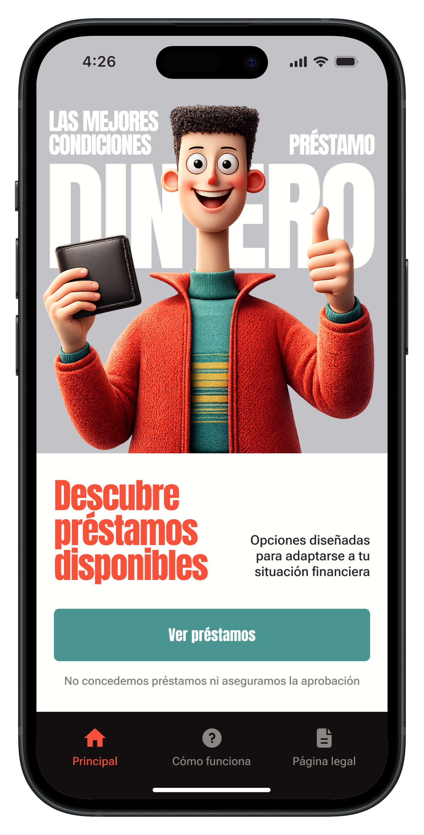 Pantalla principal de la aplicación